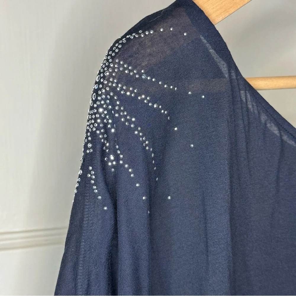 Express Mini Dress with Rhinestone Shoulder Detail, Black - Size Small